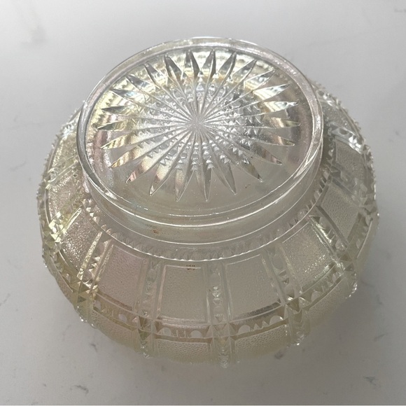 Vintage Lenox Imperial Glass Beaded Block Frosted Iridescent Bowl Dish - Picture 4 of 7